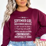 September Girl Unstoppable By Choice - Sweatshirt & Hoodie - Cozy & Soft 1 September Girl Unstoppable By Choice – Sweatshirt & Hoodie – Cozy & Soft